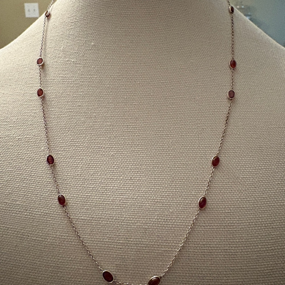 Elegant Sterling silver, Red Gemstone Necklace